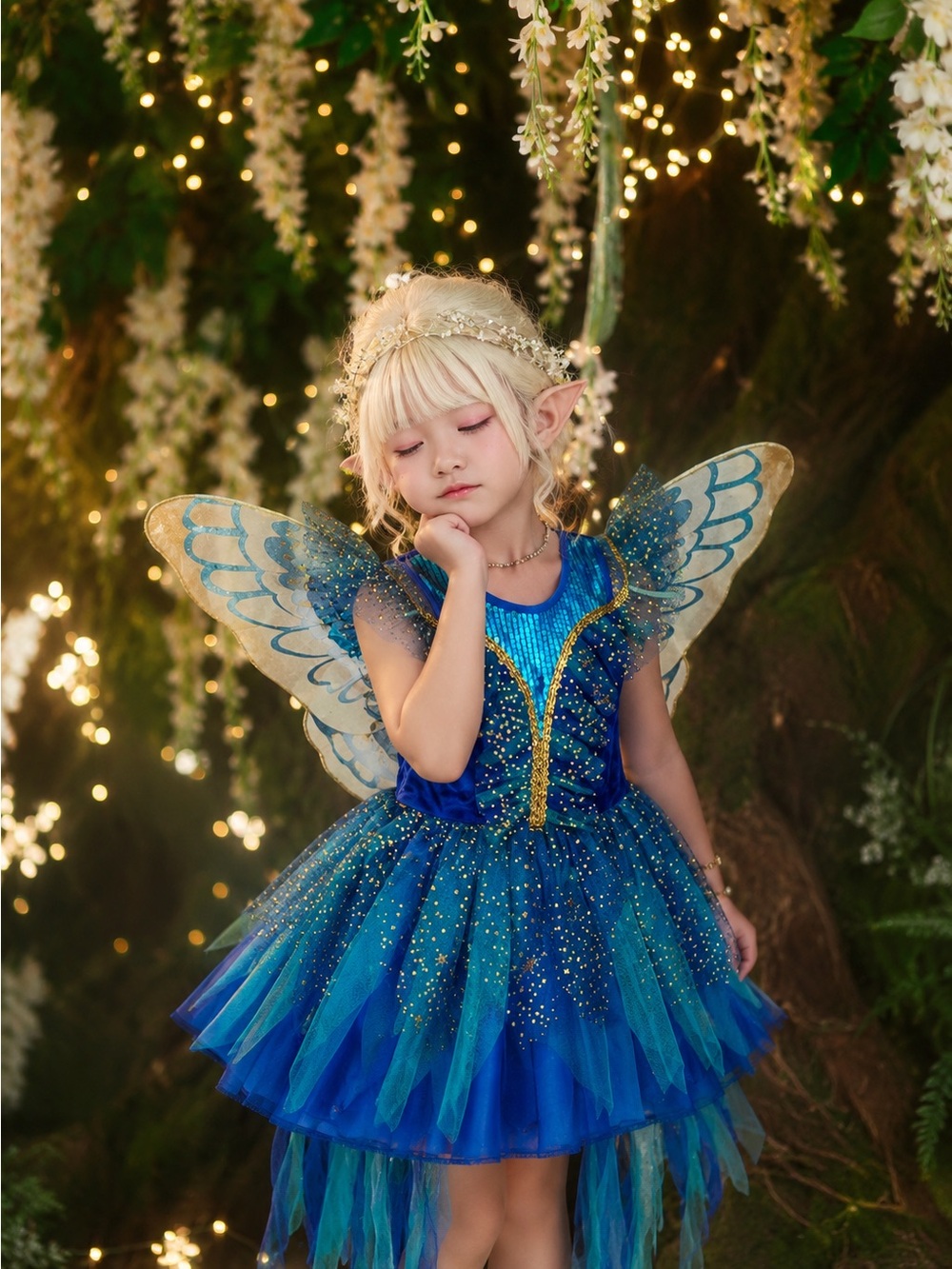 Target Blue and Gold Fairy Costume Dress with Wings